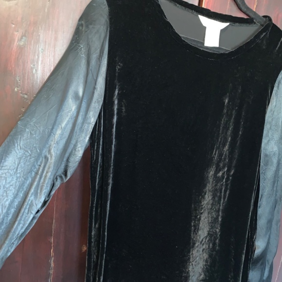 Vintage Comme des Garcons silk-blend velvet tunic with contrasting sleeves, L. - Picture 4 of 16